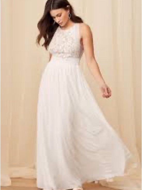 Lulus Dresses & Skirts - Lulus off white Sleeveless White Lace Bodice Maxi Dress